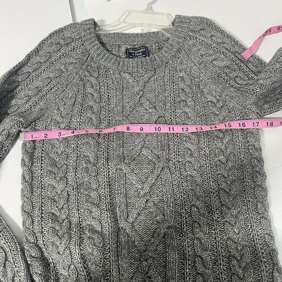 VTG Y2K Abercrombie and Fitch Chunky Cable Knit Sweater Women S Gray Fisherman - Picture 9 of 12